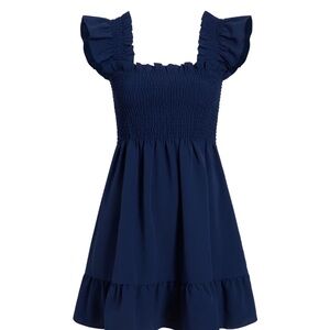 Hill House Navy Blue Ruffle Sleeve Dress